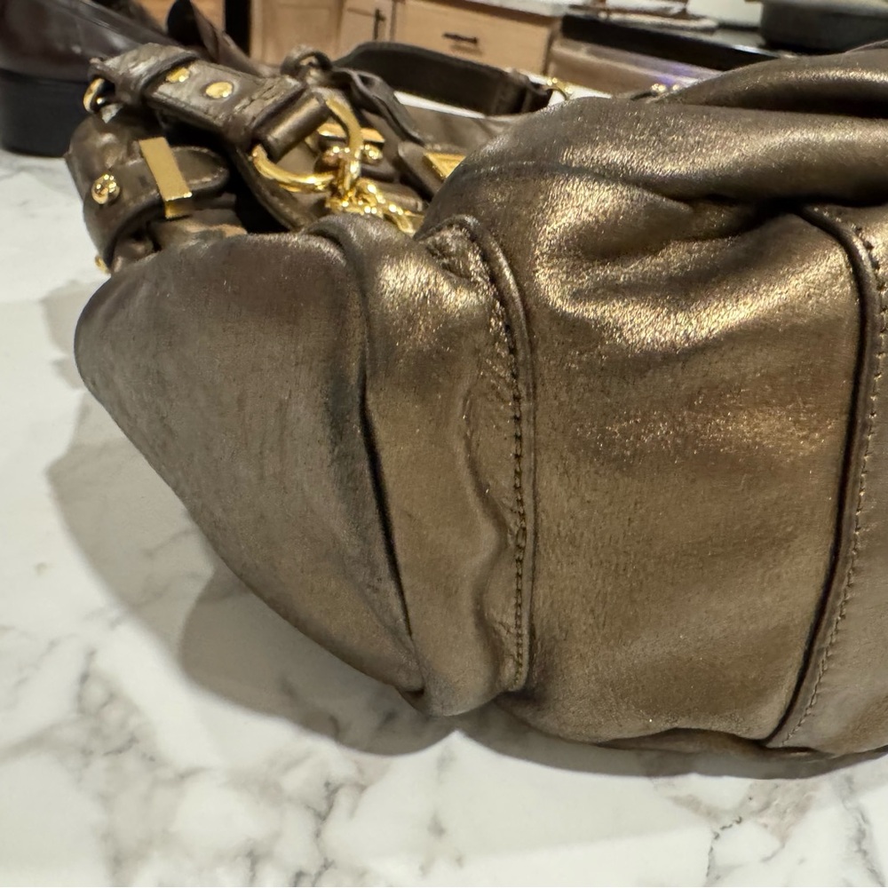 Badgley Mischka Bronze Metallic Leather Bag - Picture 9 of 13